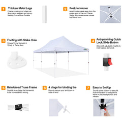 COBIZI 10x20ft Pop Up Canopy Tent with 6 Removable Sidewalls, Easy Up Commercial Canopy, Waterproof and UV50+ Gazebo with Portable Bag, Adjustable Leg Heights,Party Tents for Parties
