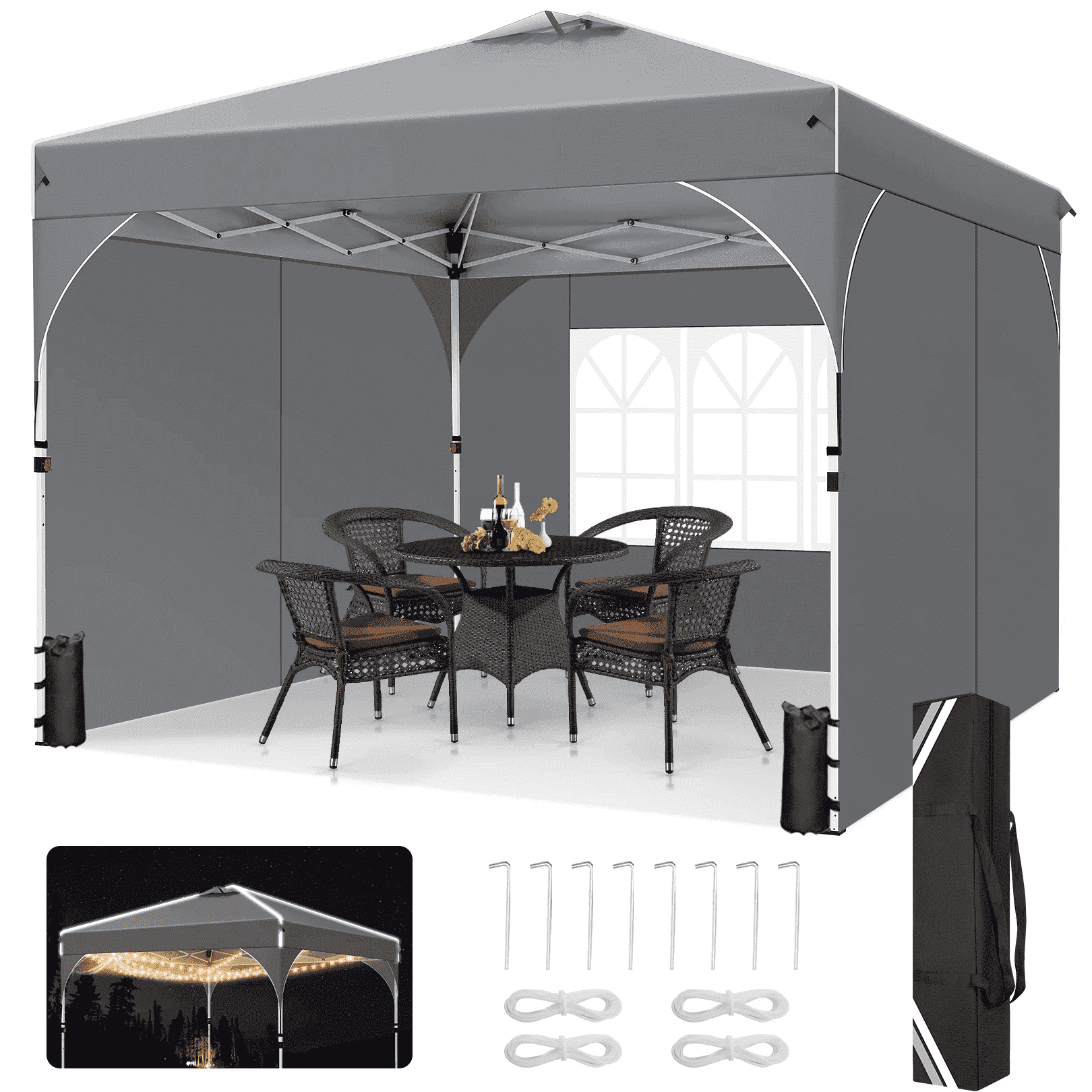 COBIZI 10x10 Ez Pop Up Canopy Tent,Commercial Instant Gazebo Tents for Parties,Waterproof Adjustable Outdoor Patio Backyard Canopy Party Tent,Gray