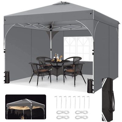 COBIZI 10'x10'/10'x20'/10'x30' Pop Up Canopy Tent with 4 Sidewalls, One-Push Center Lock, UPF 50+ Waterproof Easy Up Gazebo,Outdoor Sun Shelte SPC000142x