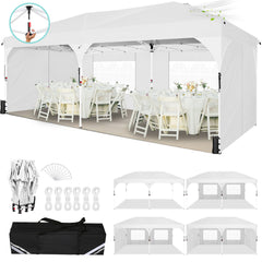 COBIZI 10x20 EZ Pop Up Canopy Tent Party Tent Outdoor Event Protable Instant Shelter Canopy Gazebo with Sandbags and Carry Bag,Black