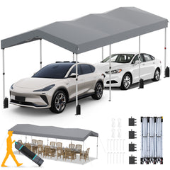 COBIZI 10'x30' Pop Up Canopy-Easy Up Carport Canopy with One Push Setup-Outdoor Sun Shade&Waterppof Tent for Parties, Camping, Events-with 3 Sidewalls,Wheel Bag,4 Weight Bags,4 Ropes& 12 Stakes