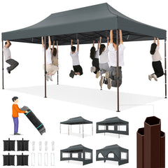 COBIZI 10x20 Pop up Heavy Duty Canopy with 6 Sidewalls,Waterproof Commercial Tent,Outdoor Gazebo for Wedding Party with Wheeled Bag
