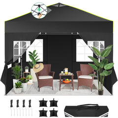COBIZI Canopy 10'x10' Pop Up Canopy Tent 1-Button Push Easy up Outdoor Canopy Instant Portable Commercial Shelter Waterproof UPF50+ Gazebo with Reflective Strip, Air Vent & 4 Sandbags