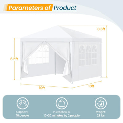 HOTEEL Party Tent 10x10 Canopy Tents for Parties with 6 Removable Sidewalls, Waterproof Outdoor Tent for Weddings and Events