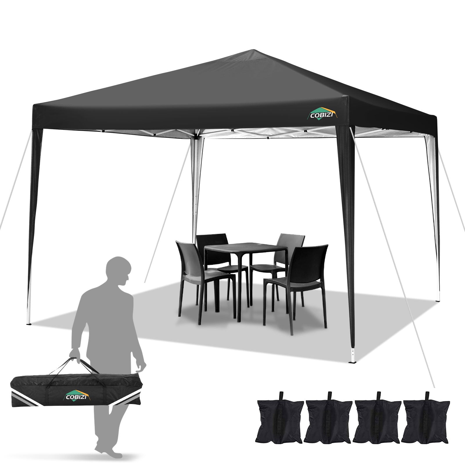 COBIZI Pop Up Canopy Gazebo Outdoor Shade Tent 10'X10' With 4 Sand Bag SPC265