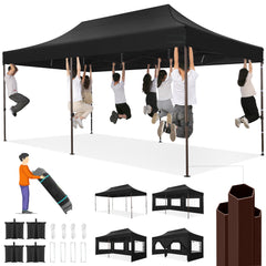 COBIZI 10x20 Pop up Heavy Duty Canopy with 6 Sidewalls,Waterproof Commercial Tent,Outdoor Gazebo for Wedding Party with Wheeled Bag