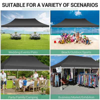 HOTEEL 10'x20' Pop up Canopy Tent with 6 Removable Sidewalls, Instant Outdoor Canopy Shelter with Upgrade Raised Roof and Carry Bag,Black