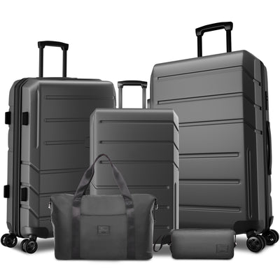 HOTEEL 3 Piece Carry on Luggage Set,Expandable ABS+PC Lightweight Hard Shell Suitcases with Spinner Wheels&TSA Lock,Portable Travel Bag and Toiletry Bag,Blue