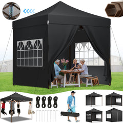HOTEEL 13x26 Heavy Duty Pop Up Canopy,Instant Outdoor Gazebo with 6 Sidewalls, Commercial Grade Party Tent for Wedding Events, Hexagonal Frame,Black