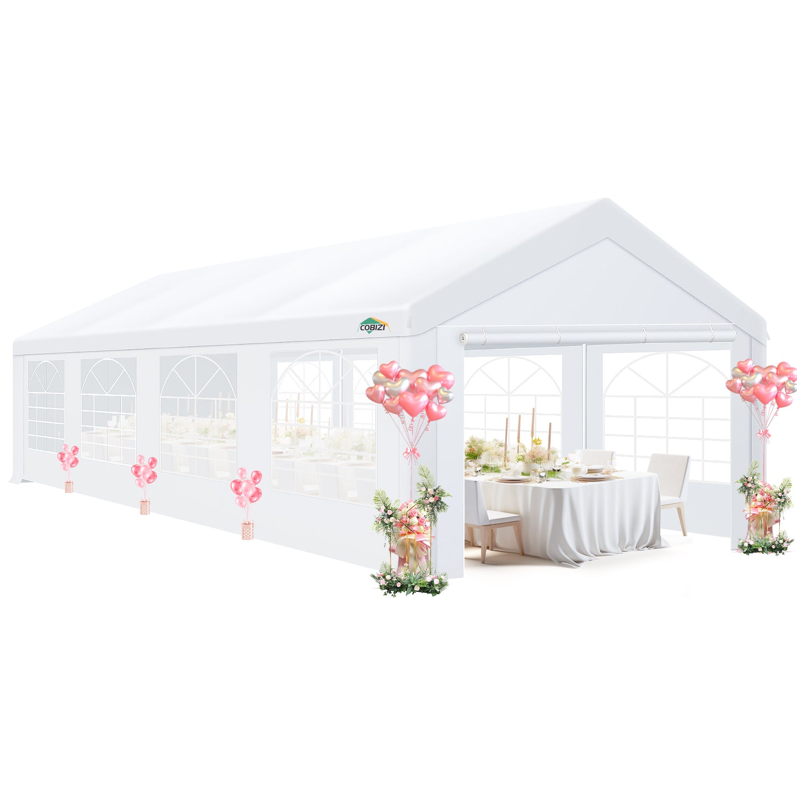 COBIZI 10'x30' Heavy Duty Party Tent  with Removable Sidewall Windows SPC000124