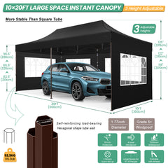 COBIZI 10x20 Pop up Heavy Duty Canopy with 6 Sidewalls,Waterproof Commercial Tent,Outdoor Gazebo for Wedding Party with Wheeled Bag