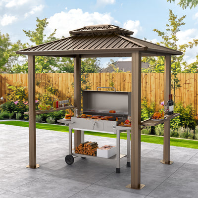 COBIZI 10'x12' Hard Top Grill Gazebo with 2 Side Shelves SPC224