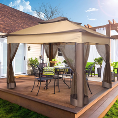 COBIZI Outdoor Canopy Gazebo 11x11 Pop Up Gazebo Patio Gazebo with Mosquito Netting Outdoor Canopy Shelter with 121 Square Feet of Shade for Outdoor Lawn, Garden, Backyard and Deck, Gray