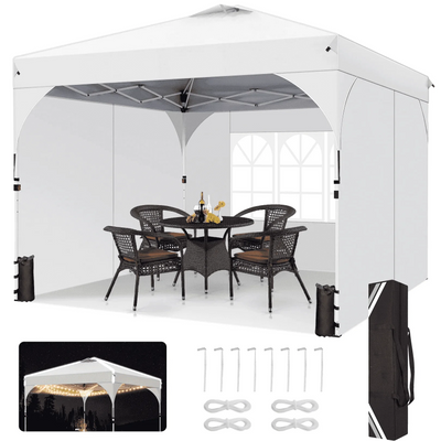 COBIZI 10'x10'/10'x20'/10'x30' Pop Up Canopy Tent with 4 Sidewalls, One-Push Center Lock, UPF 50+ Waterproof Easy Up Gazebo,Outdoor Sun Shelte SPC000142x