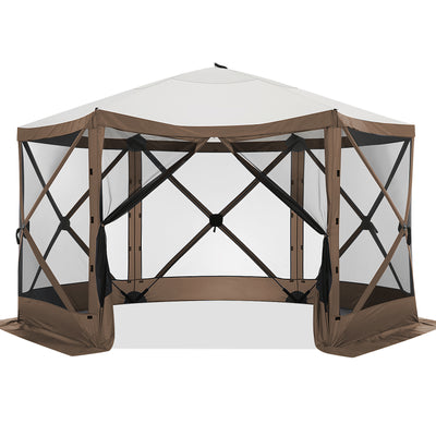 COBIZI 12x12ft Pop-up Gazebo EZ Set-up Camping Canopy Tent with 6 Sides Mosquito Netting, Waterproof, UV Resistant, Portable Screen House Room, Outdoor Party Tent with Carry bag, Ground Spike