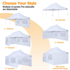 COBIZI 10x20ft Pop Up Canopy Tent with 6 Removable Sidewalls, Easy Up Commercial Canopy, Waterproof and UV50+ Gazebo with Portable Bag, Adjustable Leg Heights,Party Tents for Parties