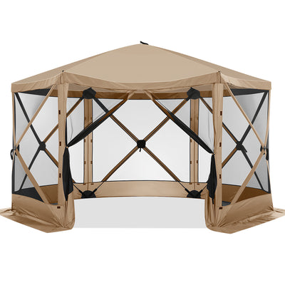 COBIZI 12x12ft Pop-up Gazebo EZ Set-up Camping Canopy Tent with 6 Sides Mosquito Netting, Waterproof, UV Resistant, Portable Screen House Room, Outdoor Party Tent with Carry bag, Ground Spike