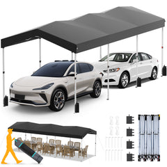 COBIZI 10'x30' Pop Up Canopy-Easy Up Carport Canopy with One Push Setup-Outdoor Sun Shade&Waterppof Tent for Parties, Camping, Events-with 3 Sidewalls,Wheel Bag,4 Weight Bags,4 Ropes& 12 Stakes