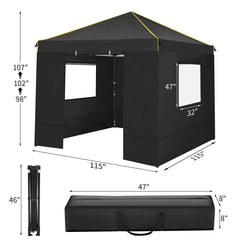 HOTEEL 10' x 10' Outdoor Canopy Party Tent EZ Pop up Canopy Portable Commercial Instant Canopy Shelter Tent Waterproof Gazebo with 4 Sidewalls & Carry Bag,Stakes & Ropes,Black