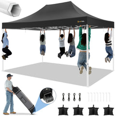 HOTEEL 10x15 Pop Up Canopy Tent Heavy Duty Easy Up Outdoor Canopy Commercial Event Tent Wedding with Roller Bag,UV 50+ & Upgraded No Water Accumulation,Thick Hexagonal Legs