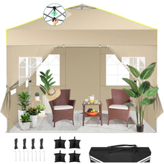COBIZI Canopy 10'x10' Pop Up Canopy Tent 1-Button Push Easy up Outdoor Canopy Instant Portable Commercial Shelter Waterproof UPF50+ Gazebo with Reflective Strip, Air Vent & 4 Sandbags