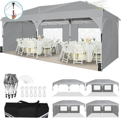 COBIZI 10x20 EZ Pop Up Canopy Tent Party Tent Outdoor Event Protable Instant Shelter Canopy Gazebo with Sandbags and Carry Bag,Black