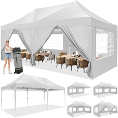 HOTEEL 10‘x20’ Pop up Canopy Tents with Removeble Sidewalls,Outdoor Gazebo with Wheeled Bag & 4 Sandbags,for Patio,Wedding,Backyard,Camping,Parties,Event,Blue