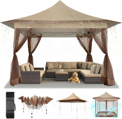 COBIZI 12'x12' Pop-up Gazebo, Durable Gazing Pavilion with Mosquito Netting SPC149