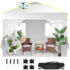 COBIZI Canopy 10'x10' Pop Up Canopy Tent 1-Button Push Easy up Outdoor Canopy Instant Portable Commercial Shelter Waterproof UPF50+ Gazebo with Reflective Strip, Air Vent & 4 Sandbags