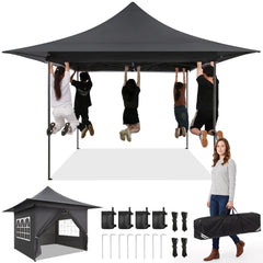 Hoteel 13x13 Pop up Canopy with 4 Removable Sidewalls, Outdoor Canopy Tents for Parties Wedding, High Stability, Instant Sun Protection Shelter with Upgrade Raised Roof and Carry Bag
