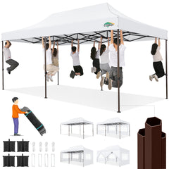 COBIZI 10x20 Pop up Heavy Duty Canopy with 6 Sidewalls,Waterproof Commercial Tent,Outdoor Gazebo for Wedding Party with Wheeled Bag