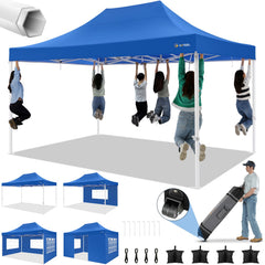 Hoteel 10x15 Heavy Duty Canopy Tent with 4 Sidewalls,Pop up Canopy for Parties Wedding,Commercial Easy up Gazebo with Roller Bag,UV 50+ &,Blue