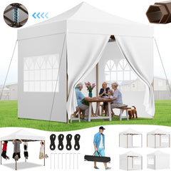 HOTEEL 13x26 Heavy Duty Pop Up Canopy,Instant Outdoor Gazebo with 6 Sidewalls, Commercial Grade Party Tent for Wedding Events, Hexagonal Frame,Black