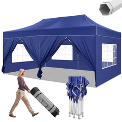 COBIZI 10x20 Pop Up Canopy Tent Heavy Duty with 6 Removable Sidewalls, Commercial Heavy Duty Pop Up Tent for Parties All Weather Waterproof and UV 50+ Wedding Tent with Roller Bag(Legs Upgraded)