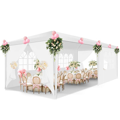 HOTEEL 10'x10'¡¢10'x20'¡¢10'x30' Canopy Party Tent with 4 Removable Sidewalls, Outdoor Tent for Parties, Event Tent, Large Canopy Tent for Weddings, Parties, Patio Camping Gazebo, All Season & Waterproof, White