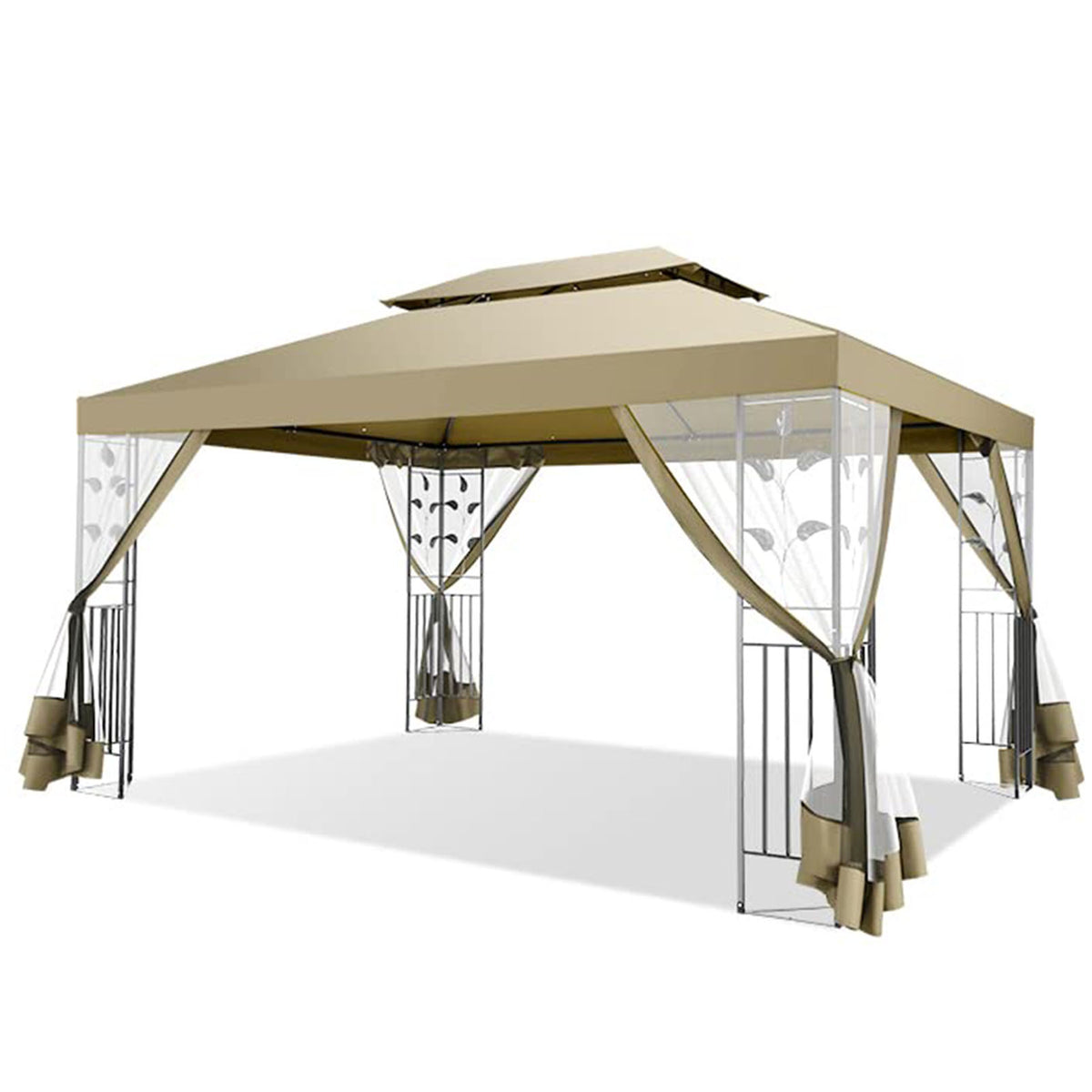 COBIZI 10'x 13' Metal Patio Gazebo, Outdoor Gazebo Canopy Tent for Backyard with Mosquito Netting, Gazebos Shelter with Steel Frame, Patio Covers