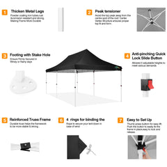 COBIZI 10x20 Pop Up Canopy Tent with 6 Removable Sidewalls, Easy Up Commercial Canopy with Upgrade Raised Roof, Waterproof and UV50+ Gazebo with Carry Bag, Black