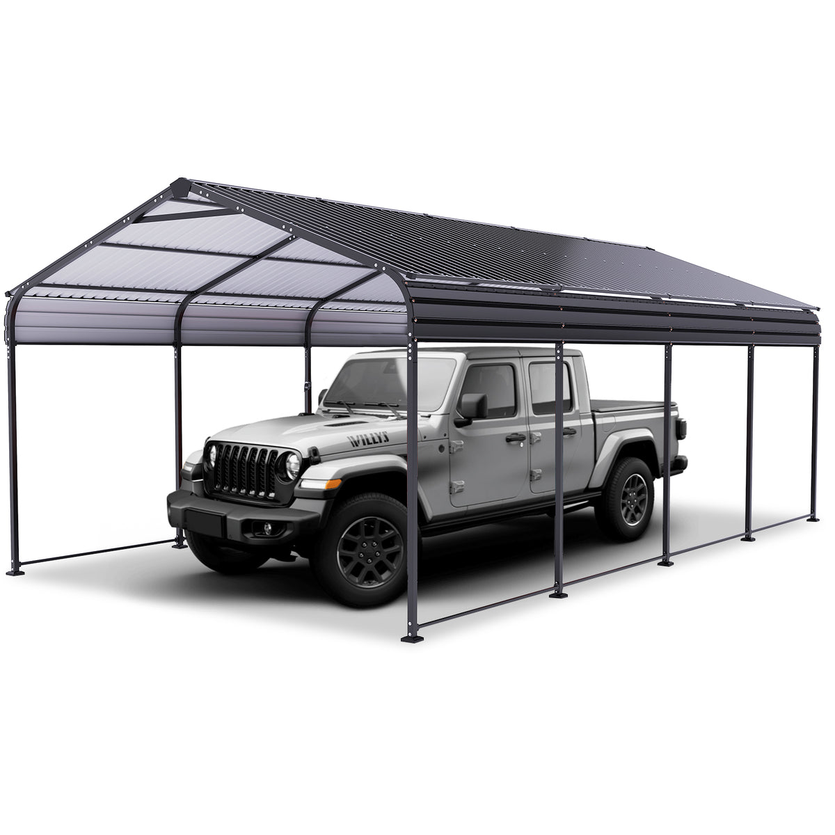 HOTEEL 12X20 FT Outdoor Carport, Galvanized Metal Heavy Duty Garage Car Storage Shelter, Metal Carport Upgraded Extra Large Garage