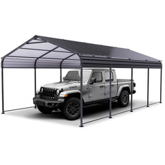 HOTEEL 12X20 FT Outdoor Carport, Galvanized Metal Heavy Duty Garage Car Storage Shelter, Metal Carport Upgraded Extra Large Garage