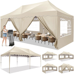 HOTEEL 10‘x20’ Pop up Canopy Tents with Removeble Sidewalls,Outdoor Gazebo with Wheeled Bag & 4 Sandbags,for Patio,Wedding,Backyard,Camping,Parties,Event,Blue