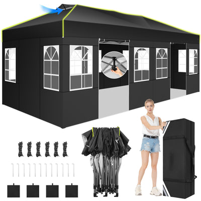COBIZI 10'x20' Pop up Canopy Tent Easy up Canopy with Air Vent,Reflective Strip,4 Sandbags SPC000120
