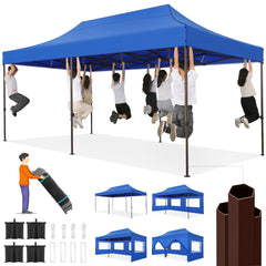 COBIZI 10x20 Pop up Heavy Duty Canopy with 6 Sidewalls,Waterproof Commercial Tent,Outdoor Gazebo for Wedding Party with Wheeled Bag