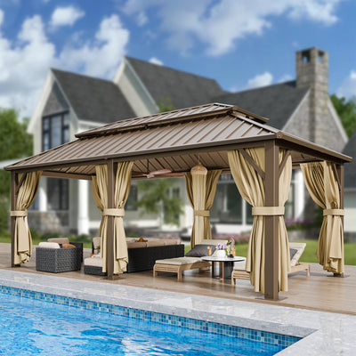 COBIZI 12'x20'  Heavy Duty Hard Top Gazebo Pro with Curtains & Netting SPC243