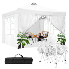 COBIZI 10' x 10' Adjustable Height Pop-up Canopy Tent Fully Waterproof Instant Outdoor Canopy Folding Shelter with 4 Removable Sidewalls, Air Vent on The Top, 4 Sandbags, Carrying Bag, White