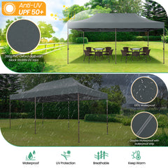HOTEEL 10x20 Pop Up Heavy Duty Canopy Tent,Commercial Tent Gazebo for Parties All-Weather Waterproof and UV 50+ Wedding Tent with Roller Bag,Gray