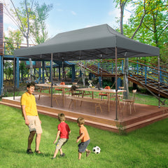HOTEEL 10x20 Pop Up Heavy Duty Canopy Tent,Commercial Tent Gazebo for Parties All-Weather Waterproof and UV 50+ Wedding Tent with Roller Bag,Gray