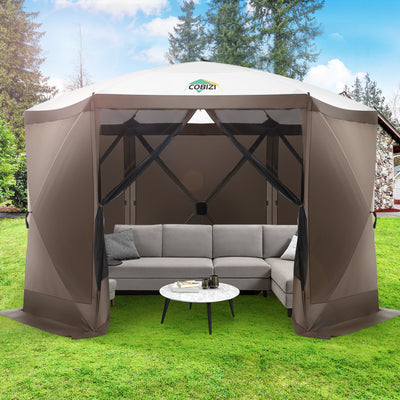 COBIZI 12'x12' Portable 6 Side Pop Up Canopy Screen House Tent, SPC000044L