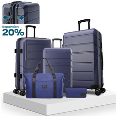 HOTEEL 5 Piece Luggage Sets,Expandable ABS+PC Hardshell Suitcase Set with TSA Lock,Lightweight Carry on Suitcases for Men Women,Beige