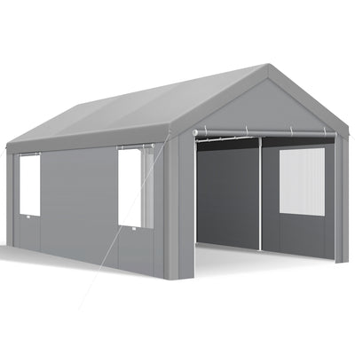 HOTEEL 10'x20' Large Heavy Duty Car Tent with Steel Frame, Portable Garage Wedding Tent Gazebo Big Tents Carport Shelter with Waterproof Top Cover, All-Season Tarp for Outdoor Party Birthday, Gray