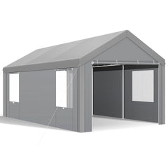 HOTEEL 10'x20' Large Heavy Duty Car Tent with Steel Frame, Portable Garage Wedding Tent Gazebo Big Tents Carport Shelter with Waterproof Top Cover, All-Season Tarp for Outdoor Party Birthday, Gray